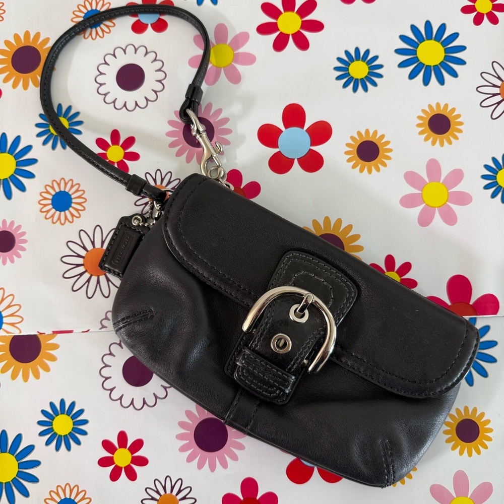 Coach Soho Black Leather Wristlet Wallet